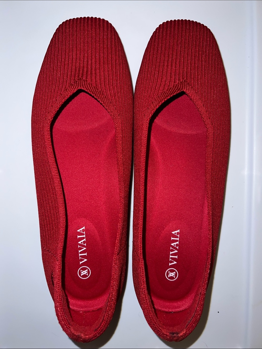VIVAIA Women's Ruby Red Knit Ballet Flats